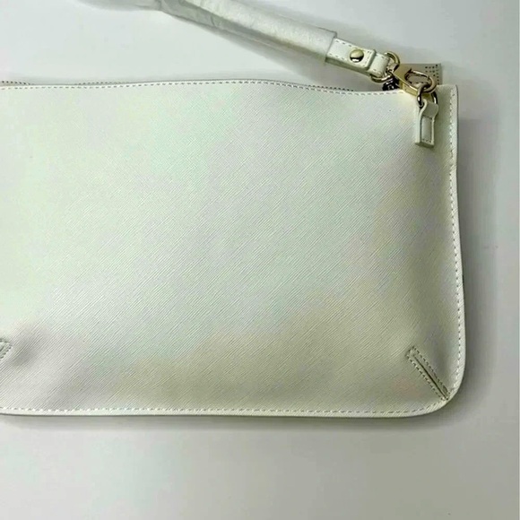 White House Black Market Hydrangea Studded Floral Clutch Wristlet White/Multi - Picture 7 of 8